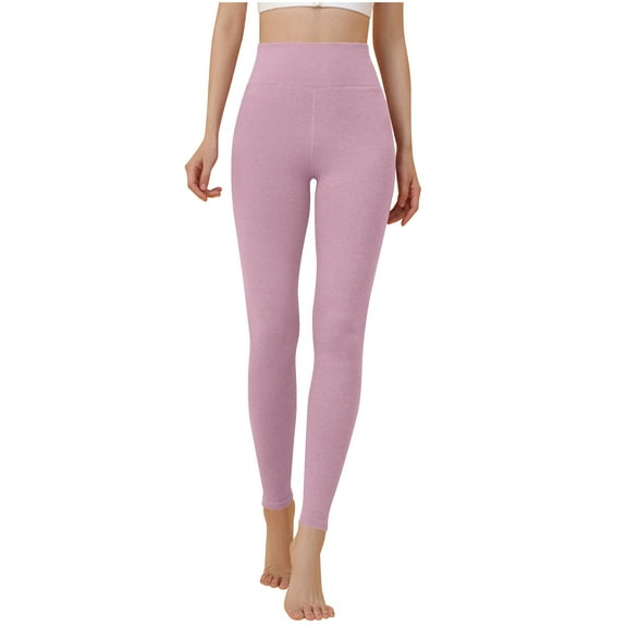 Enjoytime Leggings for Women High Waist Thickened Plus Velvet Double-Sided Brushed Fall Trousers Casual Workout Plus Size Pants Purple L