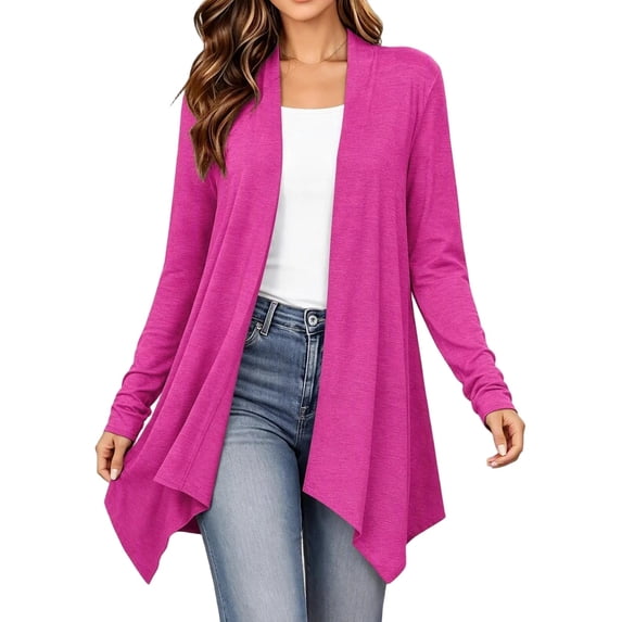Enjoytime Lightweight Cardigans for Women Long Sleeve Open Front Cardigan Casual Fall Fashion Asymmetrical Hem Knit Coat