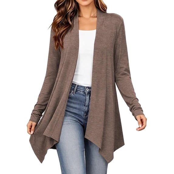 Enjoytime Lightweight Cardigans for Women Long Sleeve Open Front Cardigan Casual Fall Fashion Asymmetrical Hem Knit Coat