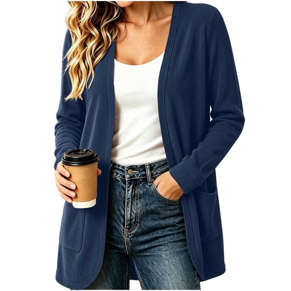 Enjoytime Lightweight Cardigans for Women Long Sleeve Open Front Cardigan Sweater Solid Casual Soft Fall Clothes