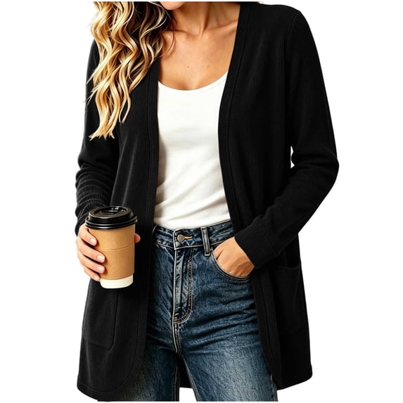 Enjoytime Lightweight Cardigans for Women Long Sleeve Open Front Cardigan Sweater Solid Casual Soft Fall Clothes