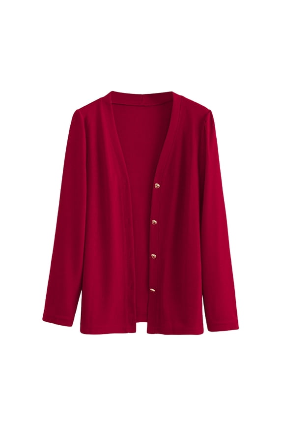 Lightweight Cardigans for Women Solid Color Button Down Knitted Coats Long Sleeve Casual Jackets Plus Size Clothes Wine XL