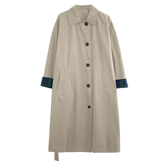 Enjoytime Lightweight Cardigans for Women Solid Color Lapel Long Sleeve Button Down Long Coat Fashion Fall Winter Jackets for Women 2025 Khaki XL