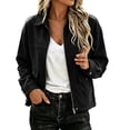 thumbnail image 1 of Enjoytime Lightweight Jacket Women Fall Winter Lapel Collar Zip Up Cropped Coat Casual Trendy Long Sleeve Outerwear, 1 of 7