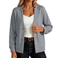 thumbnail image 1 of Enjoytime Lightweight Jacket Women Long Sleeve Button Down Coat Fall Fashion Work Business Casual Plus Size Outerwear with Pockets, 1 of 8
