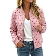 thumbnail image 1 of Enjoytime Lightweight Jacket Women Polka Dots Stand Collar Zip Up Bomber Jackets Fall Fashion Long Sleeve Casual Outerwear, 1 of 7