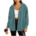 thumbnail image 1 of Enjoytime Lightweight Jacket Women Solid Color Casual Fashion Coats Corduroy Lapel Long Sleeve Button Down Blouses Green S, 1 of 8