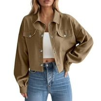 Enjoytime Lightweight Jacket Women Solid Color Long Sleeve Cropped Jackets Fashion Button Down Shirt 2025 Fall Coat Tops
