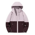 thumbnail image 1 of Enjoytime Lightweight Rain Jacket Women Patchwork Waterproof Hooded Raincoat Outdoor Active Windbreaker with Pocket Plus Size Winter Clothes, 1 of 3