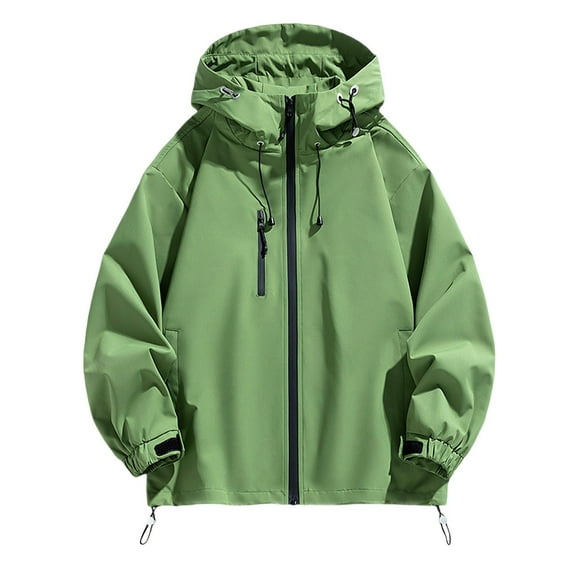 Enjoytime Lightweight Rain Jacket Women Solid Color Long Sleeve Oversized Raincoat Hooded Windbreaker for Travel Outdoor