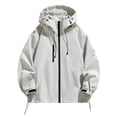 thumbnail image 1 of Enjoytime Lightweight Rain Jacket Women Solid Color Long Sleeve Oversized Raincoat Hooded Windbreaker for Travel Outdoor, 1 of 7