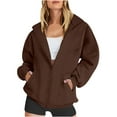thumbnail image 1 of Enjoytime Lightweight Zip Up Hoodie Women Loose Solid Color Long Sleeve Sweatshirt Fall Winter Fashion Tops with Pockets, 1 of 5