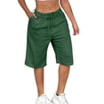 thumbnail image 1 of Enjoytime Linen Shorts for Women Summer Casual Drawstring Elastic Waist Knee Length Lightweight Plus Size Shorts, 1 of 8