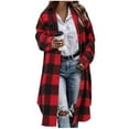 thumbnail image 1 of Enjoytime Long Coat Women Plaid Printed Long Sleeve Button Down Jackets Fall Winter Warm Fashion Casual Outerwear, 1 of 6