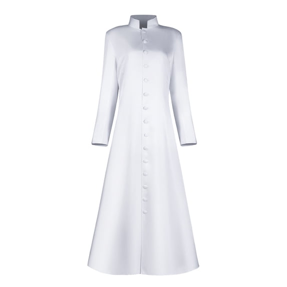 Enjoytime Long Coat Women Solid Color Long Sleeve Button Down Robe Costume Outerwear Vintage Fashion Plus Size Clothes White M