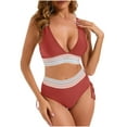 thumbnail image 1 of Summer Savings Clearance! Enjoytime Women High Waisted Bikini Sets Tummy Control Swimsuits for Women Color Block Sporty Two Piece Swimsuit Crop Top with Lace Up Bottom Women's Swimwear, 1 of 3