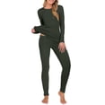 thumbnail image 1 of Enjoytime Long Sleeve Pajama Set for Women Solid Color Crewneck Tops Pants 2 Piece Outfits Fall Winter Base Warm Comfy Loungewear Sets, 1 of 5