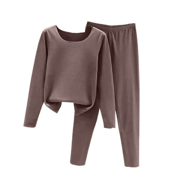 Enjoytime Long Sleeve Pajama Set for Women Solid Color Round Neck Tops with Pants 2 Piece Loungewear Loose Casual Sleepwear
