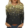 thumbnail image 1 of Enjoytime Long Sleeve Shirts for Women Sequin Printed Pullover Crewneck Blouse Casual Oversized Blouses Loose Fit 2025 Fall Winter Trendy Tops, 1 of 4