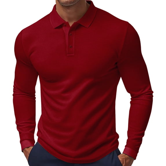 Enjoytime Long Sleeve Shirts for Men Collared Button Knit Lightweight Breathable Casual Workout Shirt