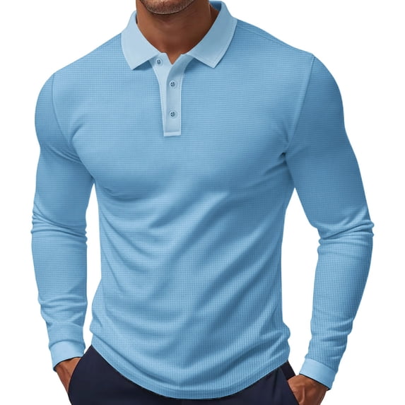 Enjoytime Long Sleeve Shirts for Men Collared Button Knit Lightweight Breathable Casual Workout Shirt