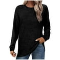 thumbnail image 1 of Enjoytime Long Sleeve Shirts for Women Crewneck Tee Tops Color Block Printed Ribbed Shirt Casual Trendy Streetwear Tunic Top, 1 of 5