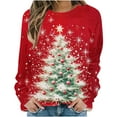 thumbnail image 1 of Enjoytime Long Sleeve Tops for Women Christmas Tree Printed Crewneck Pullover Blouses Lightweight Casual Holiday Sweatshirt Multicolor M, 1 of 6