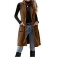 thumbnail image 1 of Enjoytime Long Vest for Women Lapel Button Sleeveless Corduroy Jacket Fall Winter Cozy Trendy Casual Waistcoat with Pockets, 1 of 8