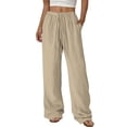 thumbnail image 1 of Enjoytime Lounge Pants Women Solid Color Elastic Waist Drawstring Wide Leg Trousers Casual Loose Plus Size Pants, 1 of 8