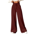 thumbnail image 1 of Enjoytime Lounge Pants Women Solid Color High Waist Straight Wide Leg Pants Drawstring Lounge Loose Workout Womens Trousers Wine XXL, 1 of 6