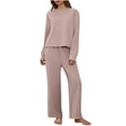 thumbnail image 1 of Enjoytime Loungewear Sets Woman Outfits Solid Color Long Sleeve Pullover Tops Loose Pants Two Piece Set Fall Winter Trendy Matching Clothing, 1 of 8