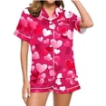 thumbnail image 1 of Enjoytime Matching Sets Women Clothing Cute Heart Graphic Short Sleeve Loungewear Button Down Shirt and Shorts 2 Piece Ladies Pajamas, 1 of 5