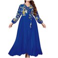 thumbnail image 1 of Enjoytime Maxi Dresses for Women 2025 Patchwork Printed V-Neck Long Sleeve Plus Size Dresses Fashion Casual Loose Party Dress Blue XXXL, 1 of 2