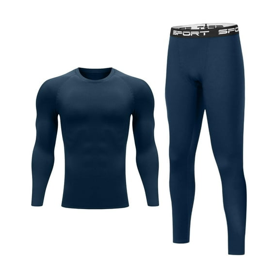 Enjoytime Men 2 Piece Outfits Solid Color Round Neck Base Long Sleeve Shirt and Pants Set Casual Fall Winter Velvet Warm Plus Size Sets