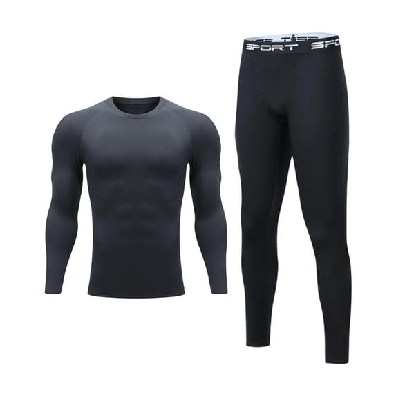 Enjoytime Men 2 Piece Outfits Solid Color Round Neck Base Long Sleeve Shirt and Pants Set Casual Fall Winter Velvet Warm Plus Size Sets