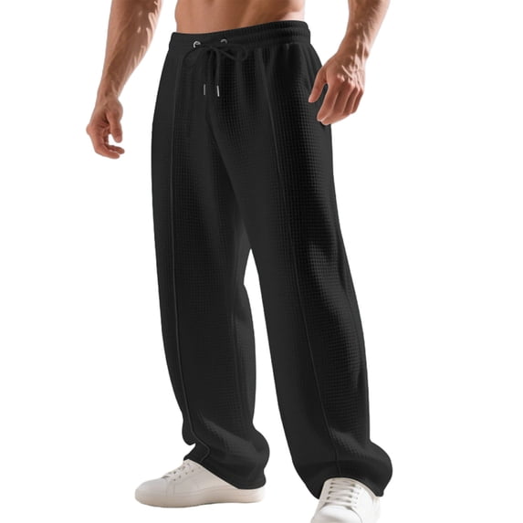 Enjoytime Men Joggers Pants Solid Color Elastic Waist Drawstring Plus Size Pants Workout Outdoor Mens Baggy Sweatpants Black XXL