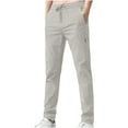 thumbnail image 1 of Enjoytime Men Pants Solid Color Elastic Waist Drawstring Straight Leg Trousers Business Casual Loose Plus Size Work Pants Beige XXXL, 1 of 3