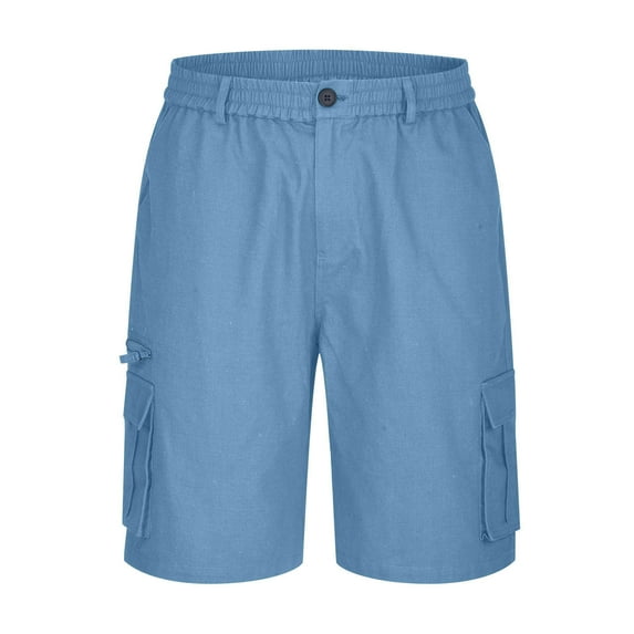 Enjoytime Fashion Men Shorts Solid Color Straight Active Athletic Casual Plus Size Cargo Shorts for Men with Pockets Blue XXXL