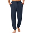 thumbnail image 1 of Enjoytime Men Sweatpants Solid Color Drawstring Elastic Waist Casual Comfy Joggers Lightweight Casual Running Workout Plus Size Pants Dark Blue L, 1 of 7