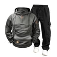 thumbnail image 1 of Enjoytime Men Winter Outfits Long Sleeve Zip Up Hoodie Drawstring Loose Pants 2 Piece Set Casual Solid Color Plus Size Sets, 1 of 3