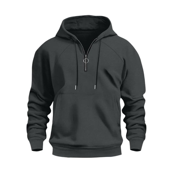 Enjoytime Men's 2025 Quarter Zip Pullover Hoodies Solid Color Long Sleeve Tops Casual Fall Winter Oversized Sweatshirt with Pockets Dark Gray L