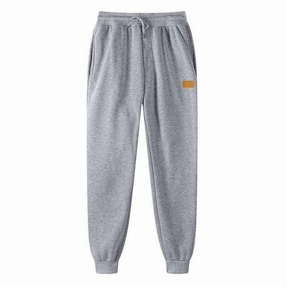 Enjoytime Men's Athletic Pants Solid Color Elastic Waist Drawstring Tapered Sweatpants Casual Versatile Loose Plus Size Pants Gray S