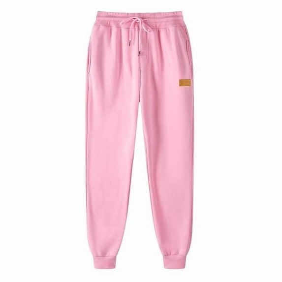 Enjoytime Men's Athletic Pants Solid Color Elastic Waist Drawstring Tapered Sweatpants Casual Versatile Loose Plus Size Pants Pink XXL