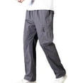 thumbnail image 1 of Enjoytime Men's Cargo Pants Solid Color Elastic Waist Straight Leg Trousers Workout Casual Loose Plus Size Work Pants Dark Gray XL, 1 of 7