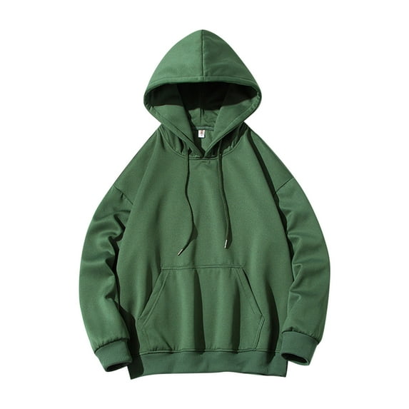 Enjoytime Men's Fashion Hoodies & Sweatshirts Solid Color Long Sleeve Pullover Tops Casual Loose Plus Size Clothing with Pockets Army Green M