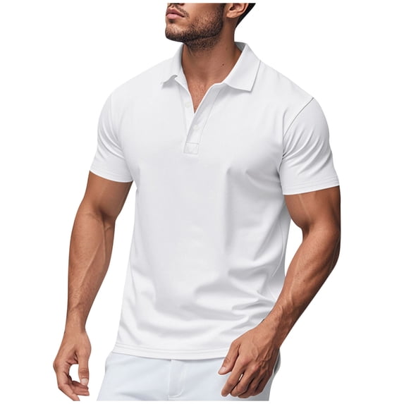 Enjoytime Men's Golf Shirts Collared Button Short Sleeve Work Shirt Lightweight Casual Classic T-Shirts