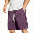thumbnail image 1 of Enjoytime Casual Men's Shorts Loose Solid Color Drawstring Outdoor Workout Plus Size Shorts with Elastic Waist and Zipper Pockets Purple XXXXL, 1 of 6