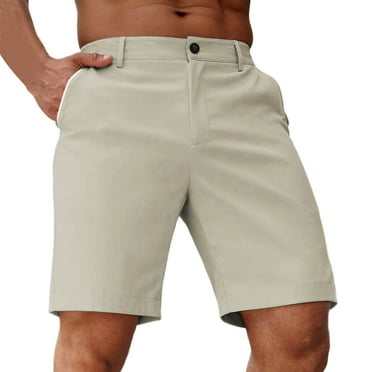Enjoytime Men's Shorts Solid Color Fashion Lightweight Baggy Plus Size Shorts with Pockets for Casual Vacation Beige L