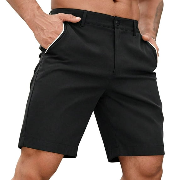 Enjoytime Men's Shorts Solid Color Fashion Lightweight Baggy Plus Size Shorts with Pockets for Casual Vacation Black M