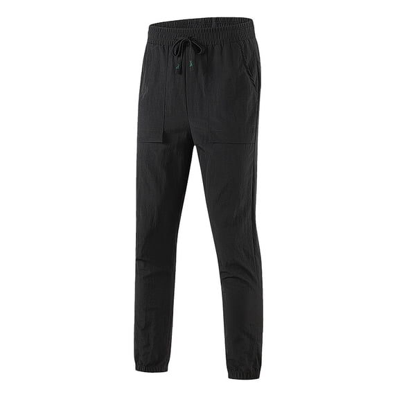 Enjoytime Men's Sweatpants Elastic Waist Drawstring Casual Plus Size Work Pants Workout Athletic Active Trousers with Zipper Pockets Black XXL